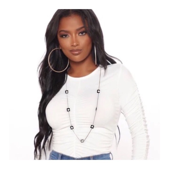 KATE SPADE • Silver Hole Punch Rosary Long Necklace - Picture 2 of 5